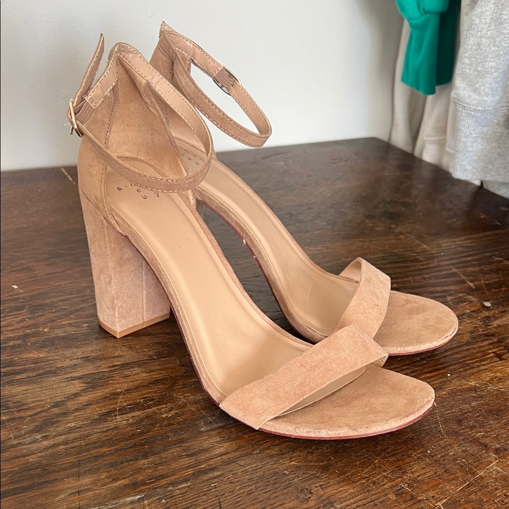 a new day Tan Suede Block Heel Sandals